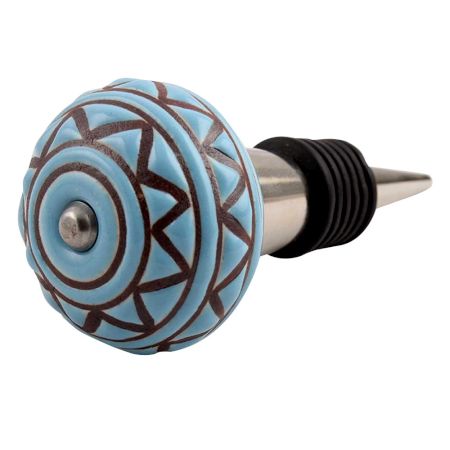 Brown Pattern Etched Ceramic Wine Stopper